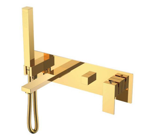 Смеситель для ванны встраиваемый Boheme Qubic золото глянцевое 474-2-G