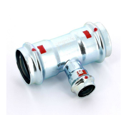 Тройник пресс Viega Prestabo оцинкованная сталь 42х22х42 мм 558789