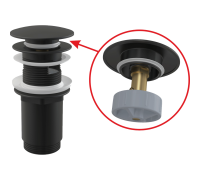 Донный клапан Alcaplast CLICK/CLACK 5/4 цельнометаллический с большой заглушкой черный A392BLACK