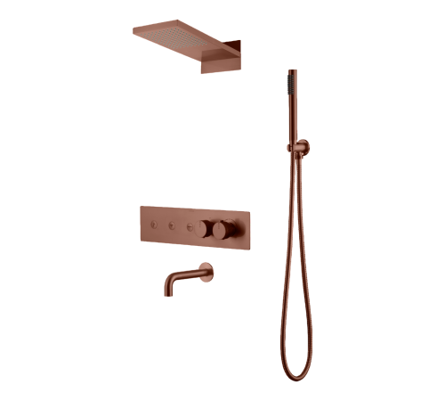 Душевой комплект встраиваемый Boheme Fusion термостат излив верхний и ручной душ матовая бронза 131-2-BRB