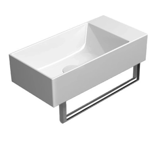 Раковина подвесная GSI Kube X 500х250 мм без отверстия под смеситель Белый глянцевый 9486F011