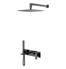 Смеситель для ванны встраиваемый Boheme Qubic 42x18.8x10 см графит глянцевый 474-SGM