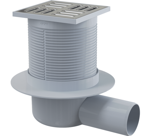 Трап для душа AlcaPlast 105x105/50 мм прямой выпуск решетка серый пластик APV1