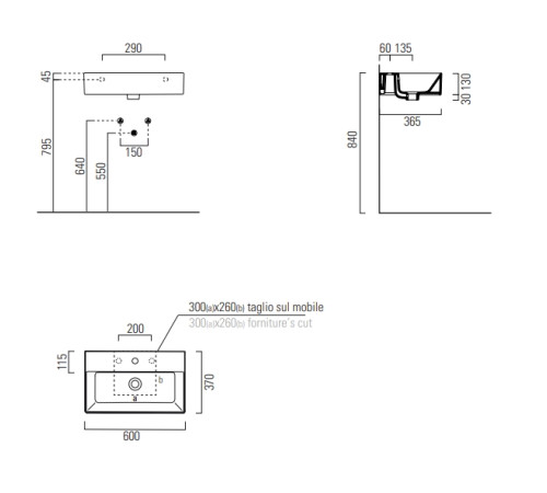 Раковина накладная/подвесная GSI Kube X 600x370 мм с 1 отверстием белая глянцевая 9454111