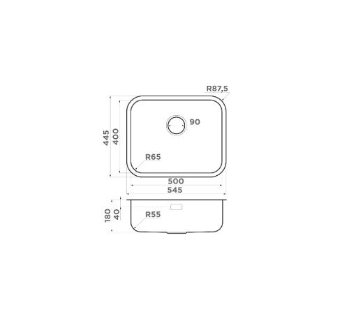 Кухонная мойка Omoikiri Omi 54-U/I-IN нержавеющая сталь 54,5x44,5 см 4993488