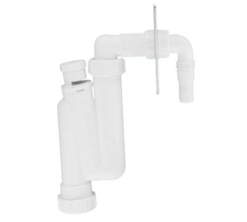 Сифон трубный McAlpine S-образный для слива бытовой техники с вентклапаном и накладкой HCWM50V