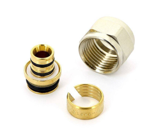 Соединитель обжимной Tiemme для металлопластиковых труб никелированный 16(2.0)х1/2 1440001