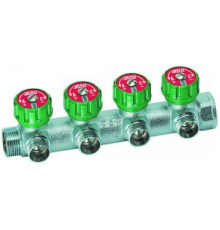 Коллектор регулирующий FAR 1 ВР-НР 4 отвода 1/2 НР межосевое расстояние 45 мм плоское уплотнение FK 3824 112TP