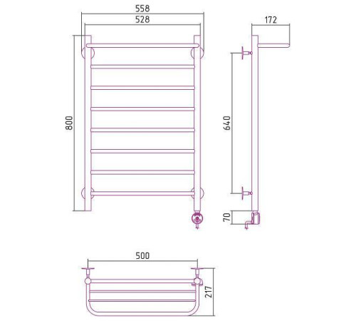 Полотенцесушитель электрический Стилье Формат 20 50x80 см без покрытия 00520-8050
