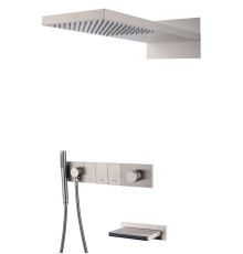 Душевой комплект встраиваемый Boheme Zodiac со смесителем изливом верхним и ручным душем nickel brush 132-2-NB