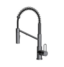 Смеситель для кухни Omoikiri Mikawa 2 Plus-GM с выдвижным изливом и каналом для фильтра вороненая сталь 4994454