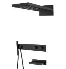 Душевой комплект встраиваемый Boheme Zodiac с термостатом изливом верхним и ручным душем black 133-2-B
