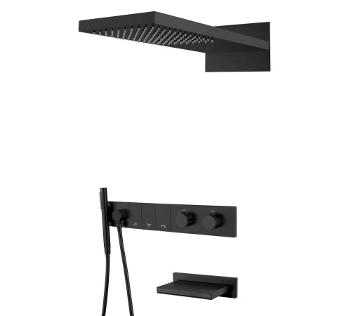 Душевой комплект встраиваемый Boheme Zodiac с термостатом изливом верхним и ручным душем black 133-2-B