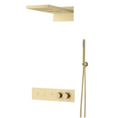 Душевой комплект встраиваемый Boheme Fusion термостат верхний и ручной душ матовое золото 131-MG