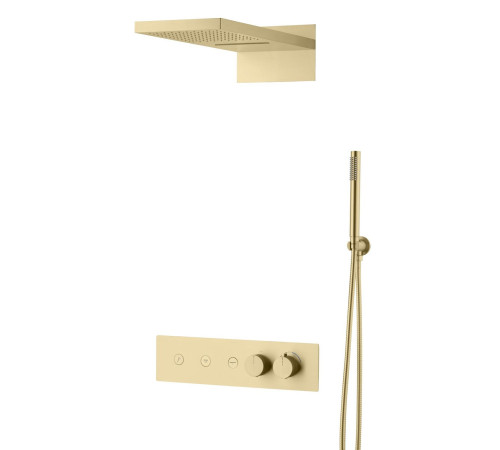 Душевой комплект встраиваемый Boheme Fusion термостат верхний и ручной душ матовое золото 131-MG
