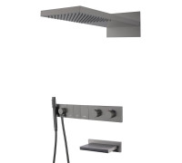 Душевой комплект встраиваемый Boheme Zodiac с термостатом изливом верхним и ручным душем gun metal 133-2-GM