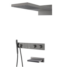 Душевой комплект встраиваемый Boheme Zodiac с термостатом изливом верхним и ручным душем gun metal 133-2-GM