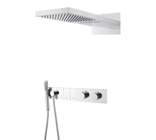 Душевой комплект встраиваемый Boheme Zodiac с термостатом верхним и ручным душем chrome 133-CR