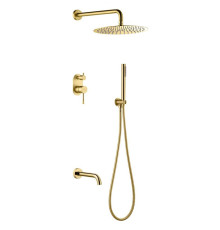 Душевой комплект Boheme Uno со встроенным смесителем и изливом золото 464-2-G