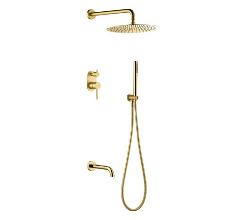 Душевой комплект Boheme Uno со встроенным смесителем и изливом золото 464-2-G
