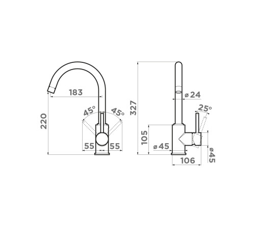 Смеситель для кухни Omoikiri Shinagawa-GB высота излива 22 см графит 4994364