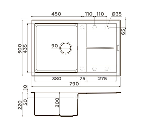 Кухонная мойка Omoikiri Sumi 79A-WG Artceramic 79x50 см wind green 4997099