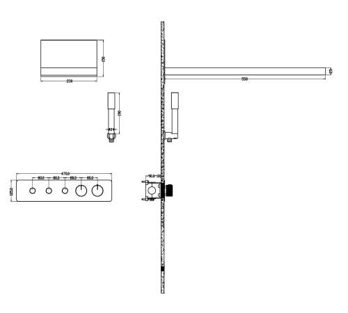 Душевой комплект встраиваемый Boheme Fusion термостат верхний и ручной душ матовое золото 131-MG
