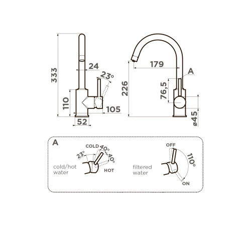Смеситель для кухни Omoikiri Shinagawa 2 Plus под фильтр светлое золото 4994483
