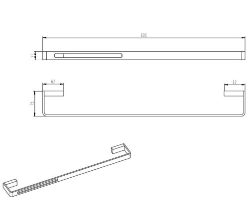 Полотенцедержатель Boheme Q 60 см золото матовое 10942-MG