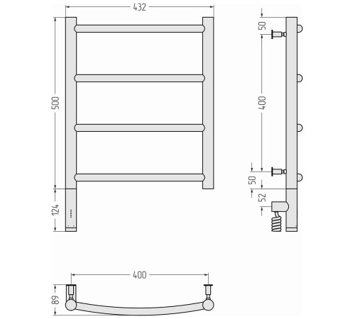 Полотенцесушитель электрический Сунержа Галант 3.0 432x624 мм левый тёмный титан муар 15-5800-5040