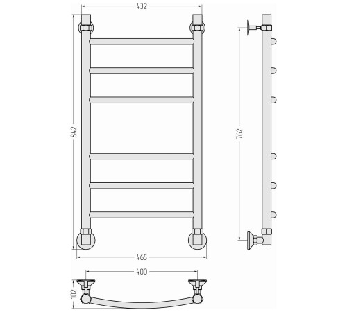 Полотенцесушитель водяной Стилье Аксиома-20 46.5x84.2 см 00662-8040