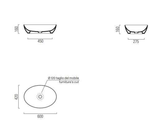 Раковина-чаша накладная GSI Pura 600х420 мм белый глянцевый 884211