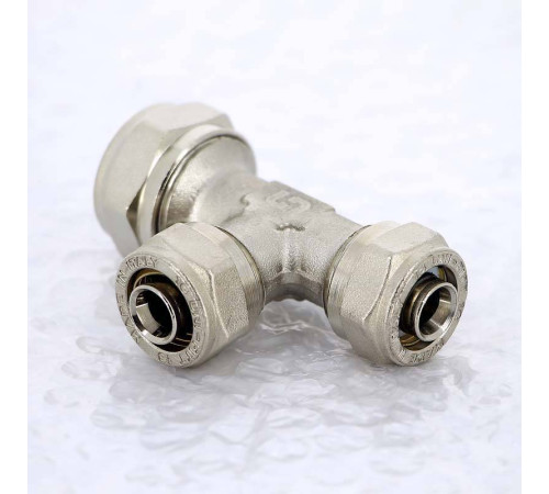 Тройник обжимной никелированный Uni-Fitt 20х16х16 мм 666N7660