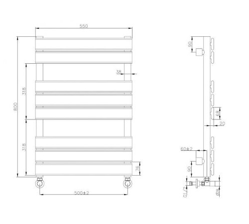 Полотенцесушитель водяной Boheme Venturo 50х11х80 см белый 720-MW