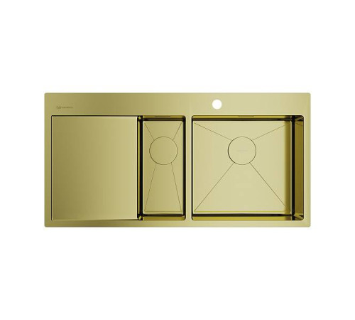 Кухонная мойка Omoikiri Akisame 100-2-R-LG нержавеющая сталь 100x51 см светлое золото 4973090