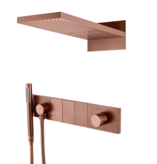 Душевой комплект встраиваемый Boheme Zodiac смеситель верхний и ручной душ матовая бронза 132-BRB