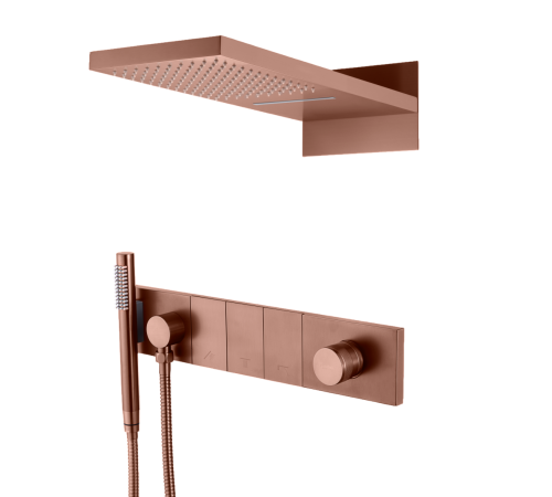Душевой комплект встраиваемый Boheme Zodiac смеситель верхний и ручной душ матовая бронза 132-BRB