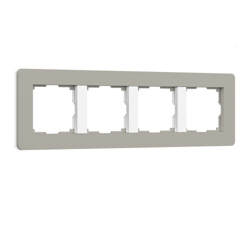 Рамка из поликарбоната на 4 поста Split дымчатый/белый, soft-touch W0043067