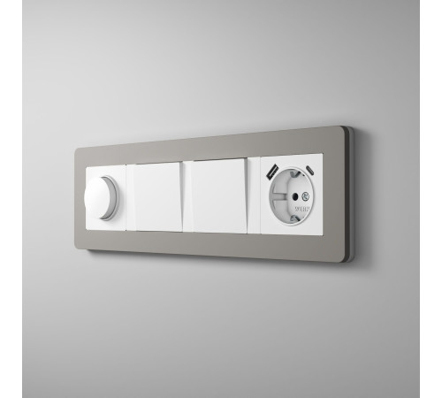 Рамка из поликарбоната на 4 поста Split дымчатый/белый, soft-touch W0043067