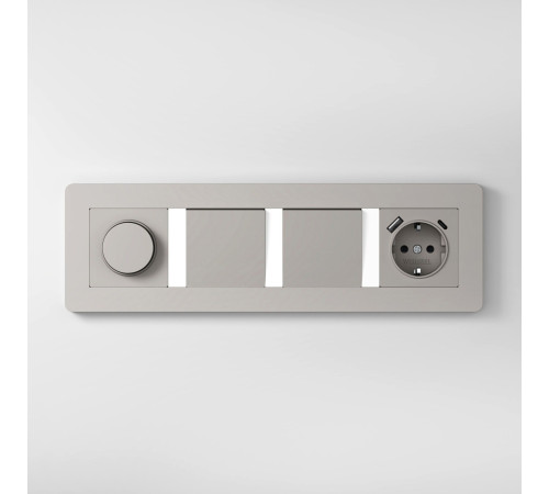 Рамка из поликарбоната на 4 поста Split дымчатый/белый, soft-touch W0043067