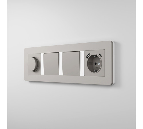 Рамка из поликарбоната на 4 поста Split дымчатый/белый, soft-touch W0043067
