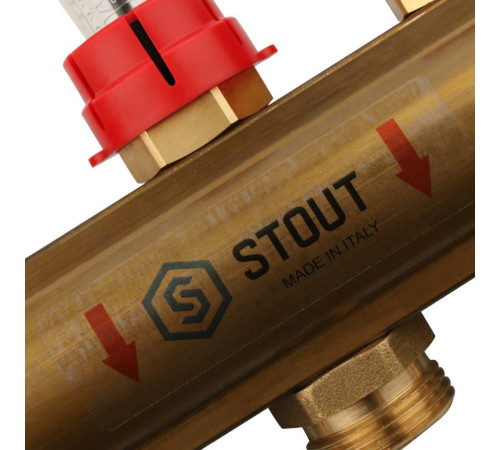 Коллектор распределительный латунный с расходомерами STOUT 3 выхода SMB 0473 000003