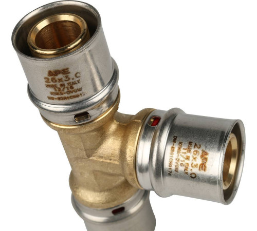 Тройник пресс STOUT равнопроходный для металлопластиковых труб 26х26х26 мм SFP-0006-262626