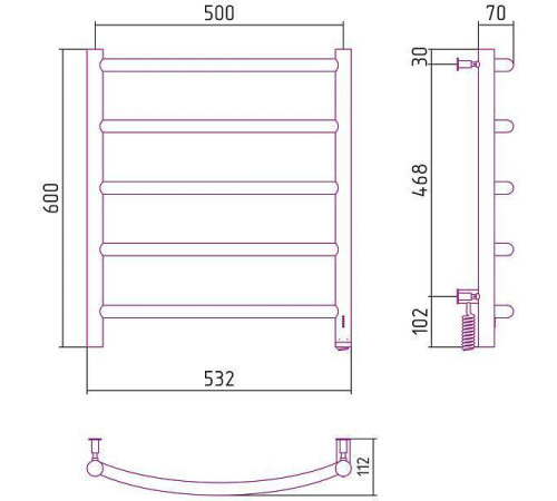 Полотенцесушитель электрический Сунержа Галант 4.0 600x500 мм правый без покрытия 00-0831-6050