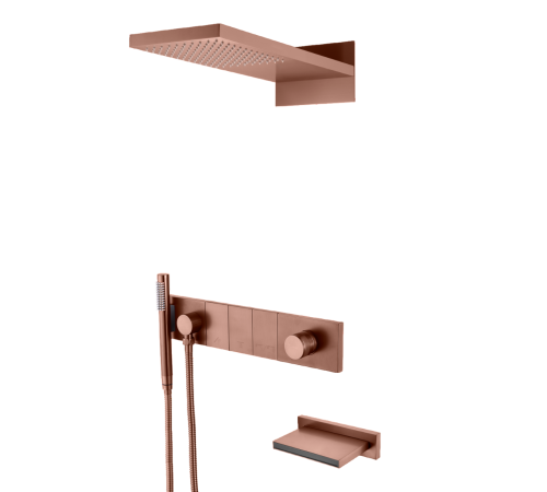 Душевой комплект встраиваемый Boheme Zodiac со смесителем изливом верхним и ручным душем brushed bronze 132-2-BRB