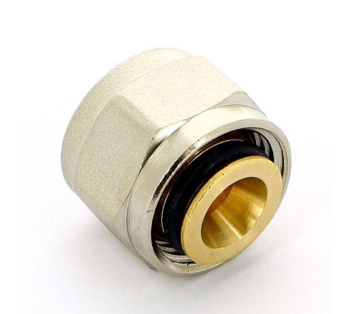 Соединитель обжимной Tiemme для металлопластиковых труб никелированный 16(2.0)х1/2 1440001