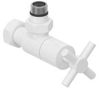 Вентиль регулировки температуры угловой Сунержа Крест G 1/2 HP - G 3/4 НГ белый глянцевый 12-1408-1234