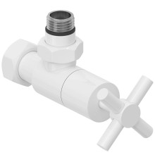Вентиль регулировки температуры угловой Сунержа Крест G 1/2 HP - G 3/4 НГ белый глянцевый 12-1408-1234