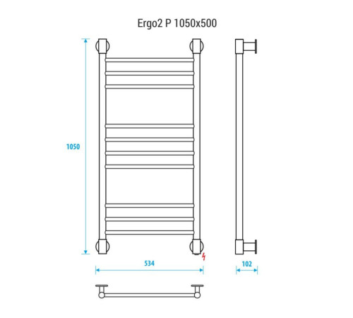 Полотенцесушитель электрический Energy Ergo2 P 1050х500 мм прямой ERGO2P105500000