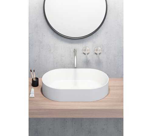 Раковина накладная GSI KUBE X 600х370 мм овальная с донным клапаном 9458PVC11